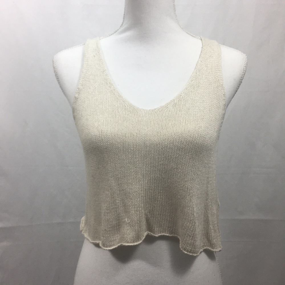 Cream flowy knit tank